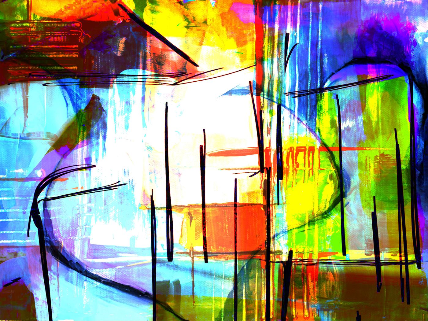 Abstract and mixed media art camp artwork